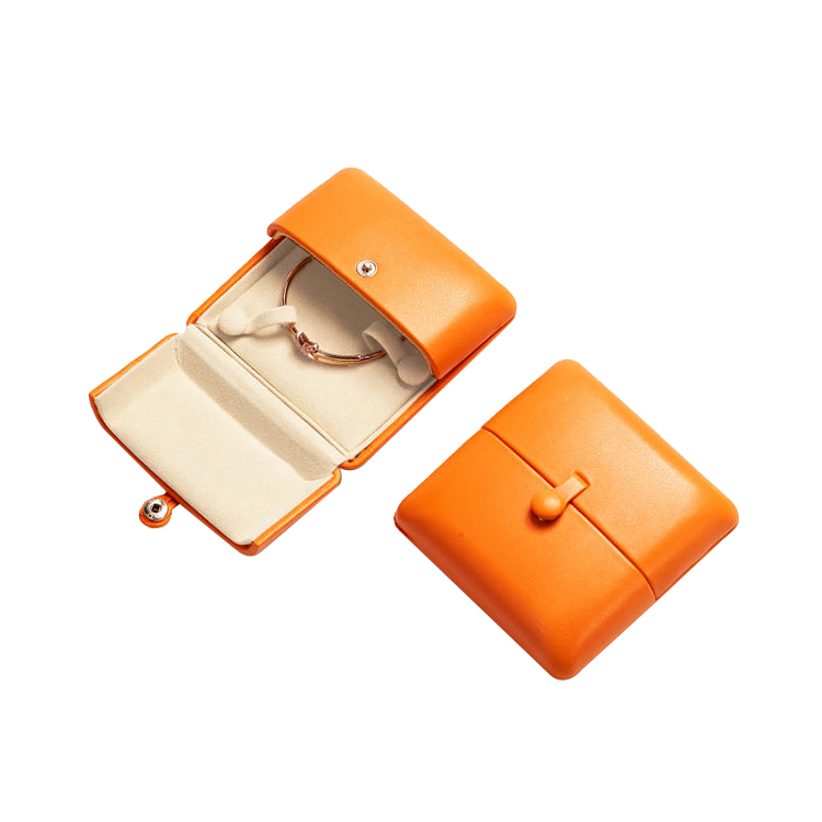 Wholesale Dark Orange PU Leather Jewelry Box Packaging