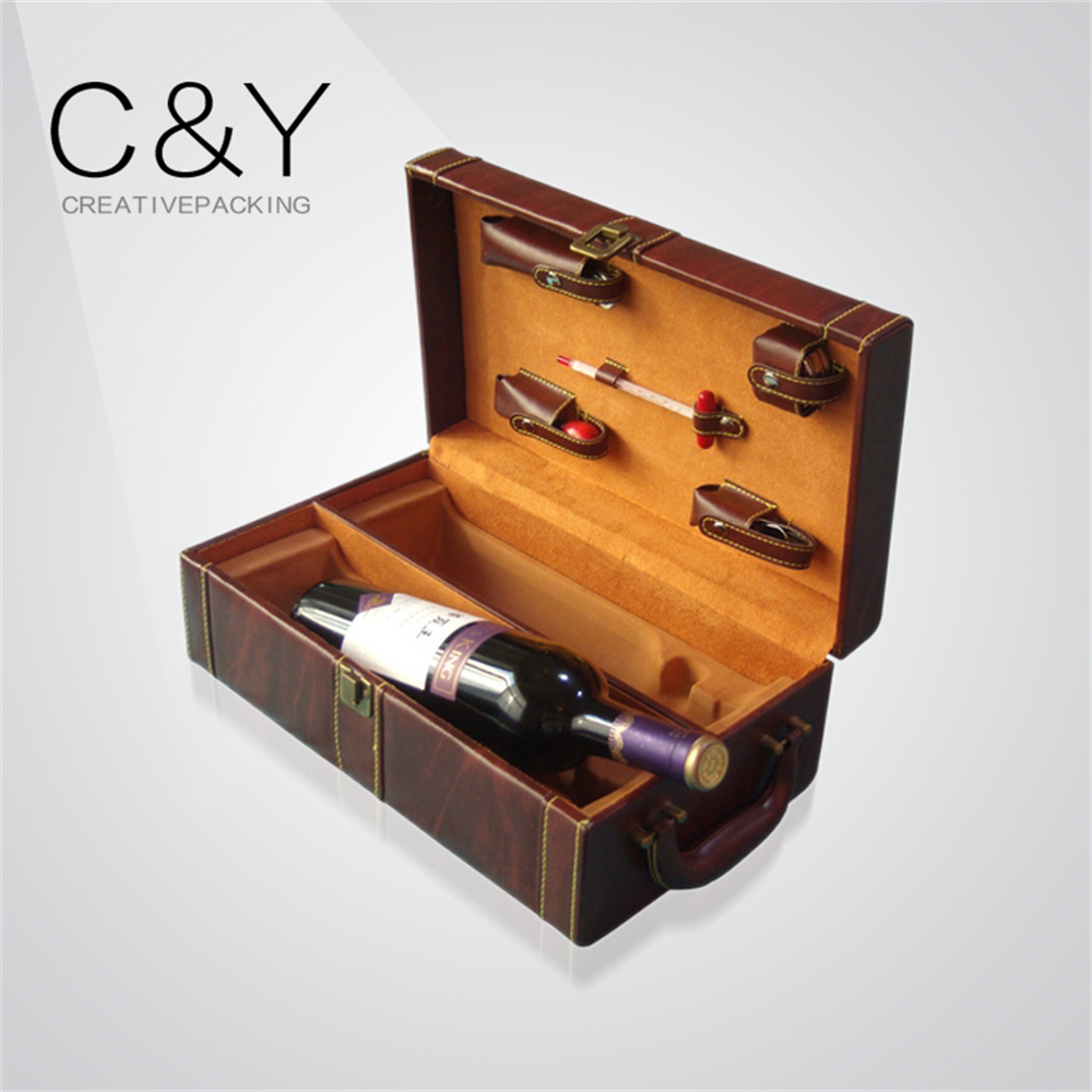 Practical Waterproof Leather Wine Gift Box Customization