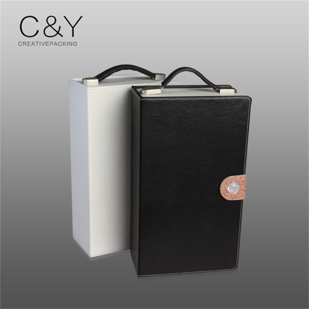 Exquisite Buckle Design Leather Wine Box Customization